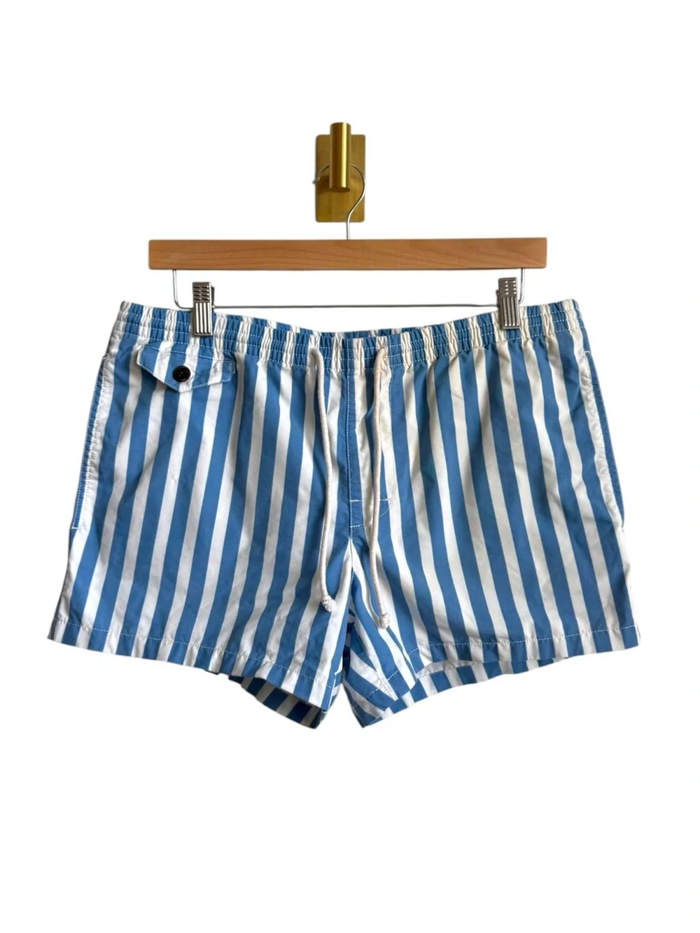 Club Monaco Men's Blue White Striped Swim Trunks Shorts Size M